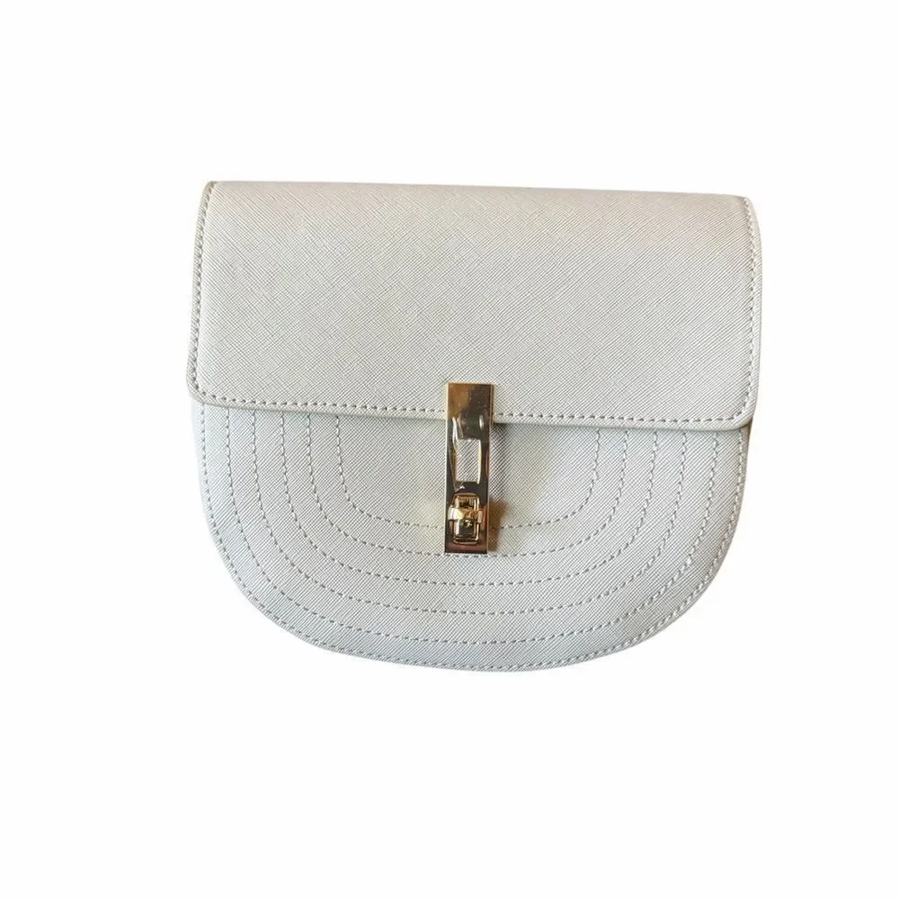White Chain Strap Crossbody Bag with Gold Hardware